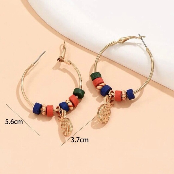 🍍 Pineapple Hoop Gold Earrings NWT - Picture 4 of 5